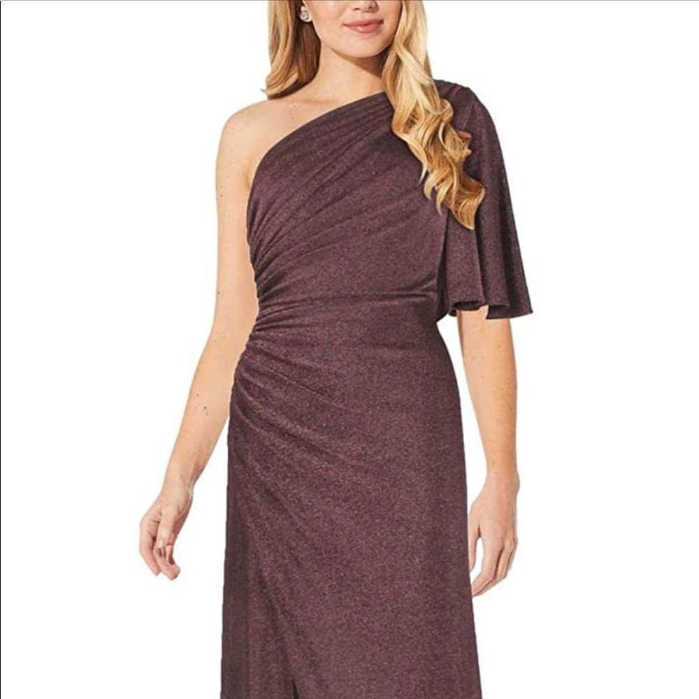 Adrianna Papell metallic jersey dress in Amethyst.